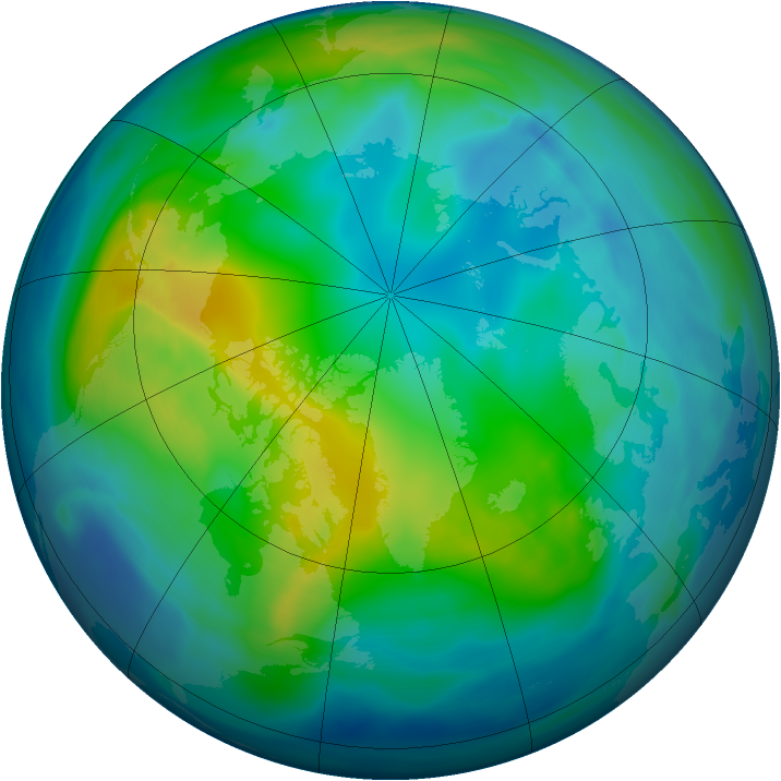Arctic ozone map for 11 November 2005